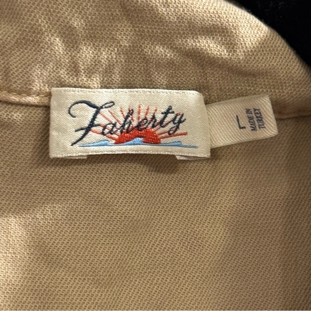 Faherty Size Large Tan Arlie Romper Button Up Collared Linen Blend Casual Comfy - Picture 4 of 7